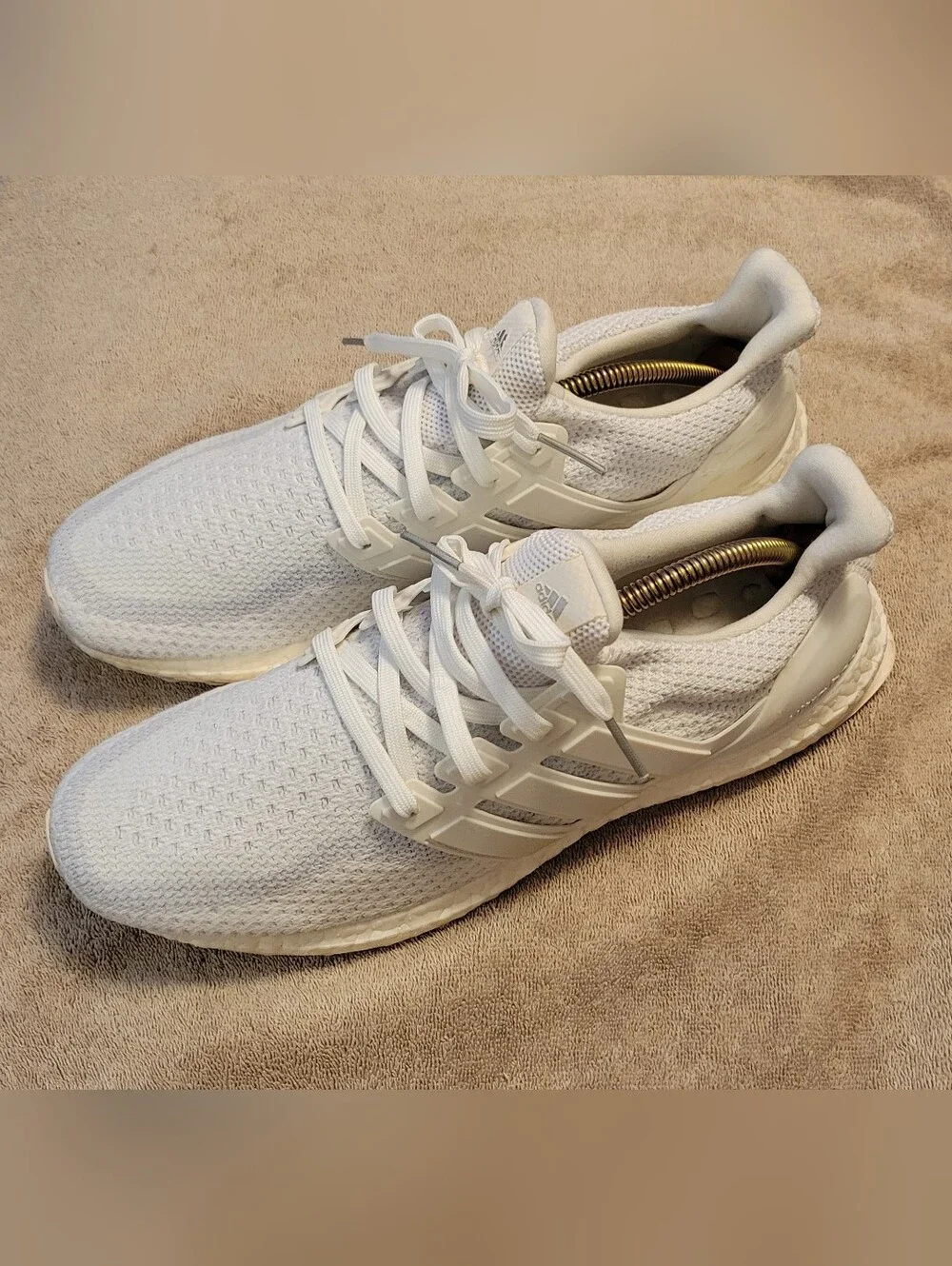 Adidas Ultra Boost White Men’s Running Sneakers Breathable Knit Athletic Shoes
